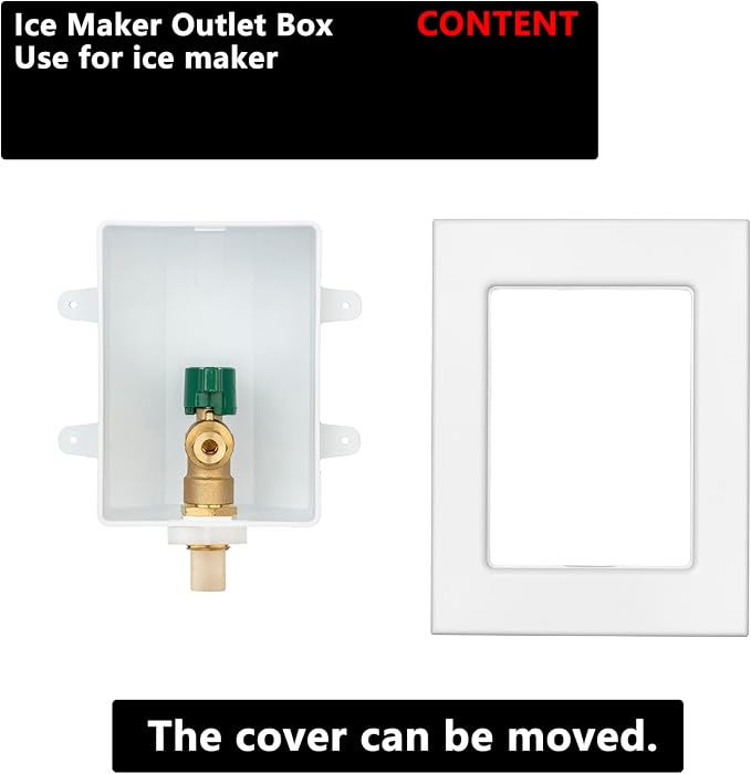 (1 Pack) Lidertik 1/2 inch CPVC Connect Pre-Assembled Ice Maker Outlet Box Valve 1/4 inch Recessed Refrigerator Water Line Wall Box with Shut Off Valve LI-ZBQH-540