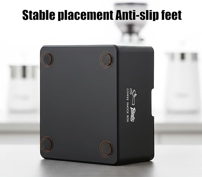 Bincoo Square Espresso knock Box 16cm /6.3 Inch Barista Style Coffee Knock Box for Grounds with Anti-Slip Base, Multi-functional Sturdy Espresso Dump Bin for Home/Office.. (black)