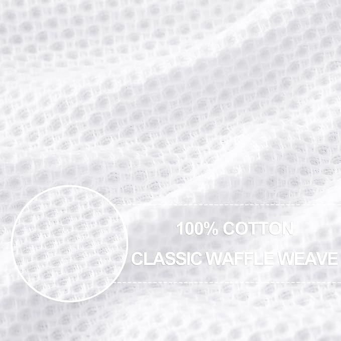 Homaxy 100% Cotton Waffle Weave Kitchen Towels, 5-Pack, White | 13 x 28 Inches, Ultra Soft Absorbent Dish Towels, Quick Drying Cleaning Towels