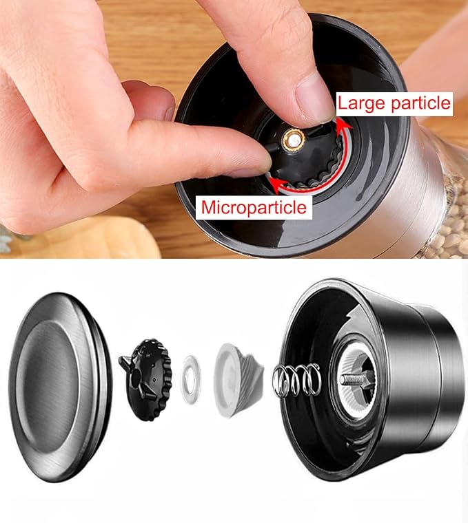 Manual Grinder, Ceramic Core Pulverizer, Adjustable Roughness | Transparent Glass Body See Grind Size Instantly, Stainless Top Cover for Durability, Compact Size Ideal for Camping