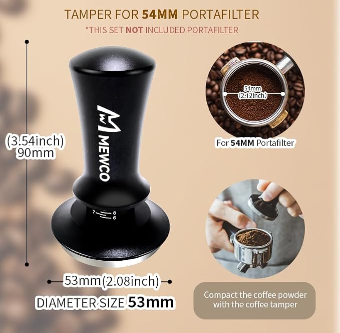 7 Pack Espresso Tamper Station&Coffee Distributor Tamper&Espresso WDT Stirrer&Coffee Tamping&Brush&Coffee Dosing Funnel&Espresso Puck Screen, Espresso Accessories for Bar Home Office (54 mm)