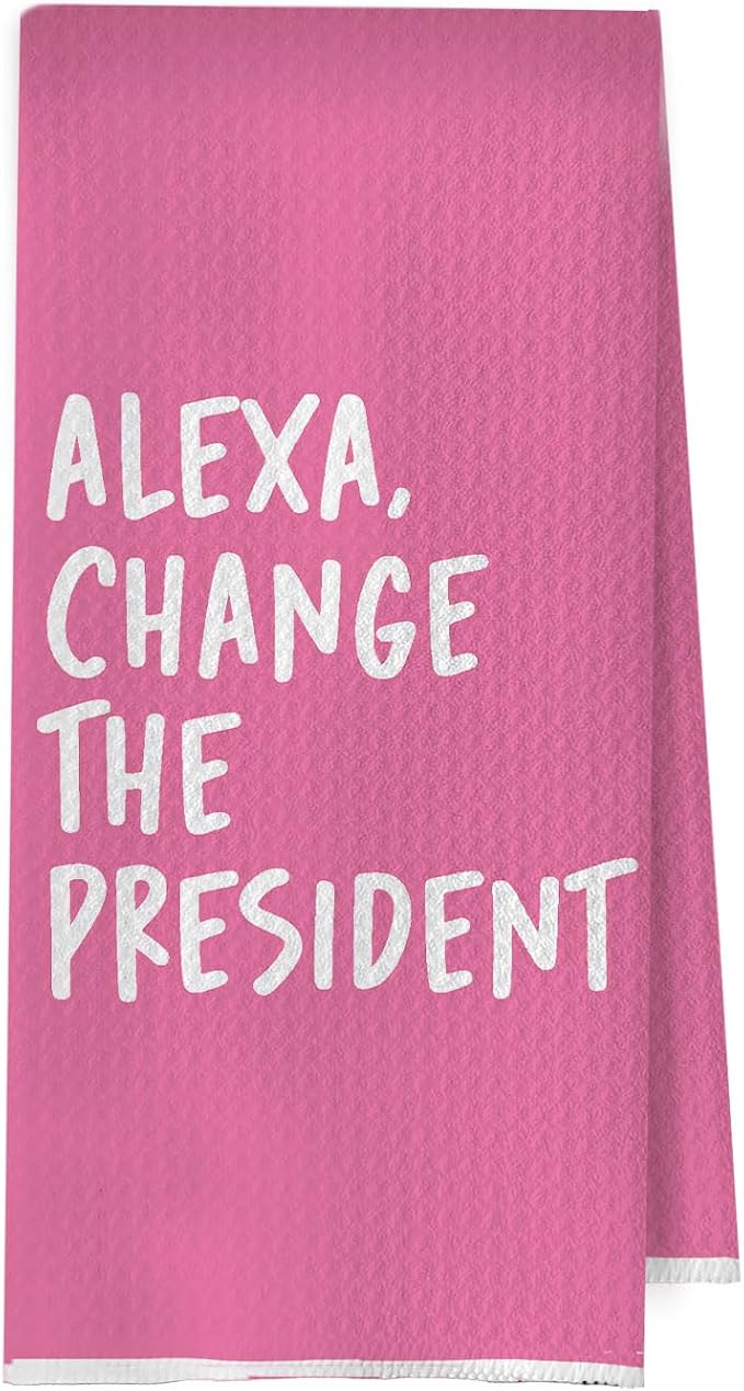 Pink Funny Political Kitchen Towels 16x24 Inch, Funny Hand Towels for Bathroom Decor, Change The President Dish Towel Drying Cloth for Kitchen