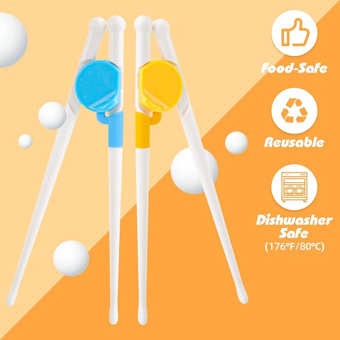 HANSGO Kids Training Chopsticks, 4 Pairs Easy Grip Chopsticks for Toddlers & Beginners, Learning Utensils for Daily Meals, Home, School Lunch & Family Dining