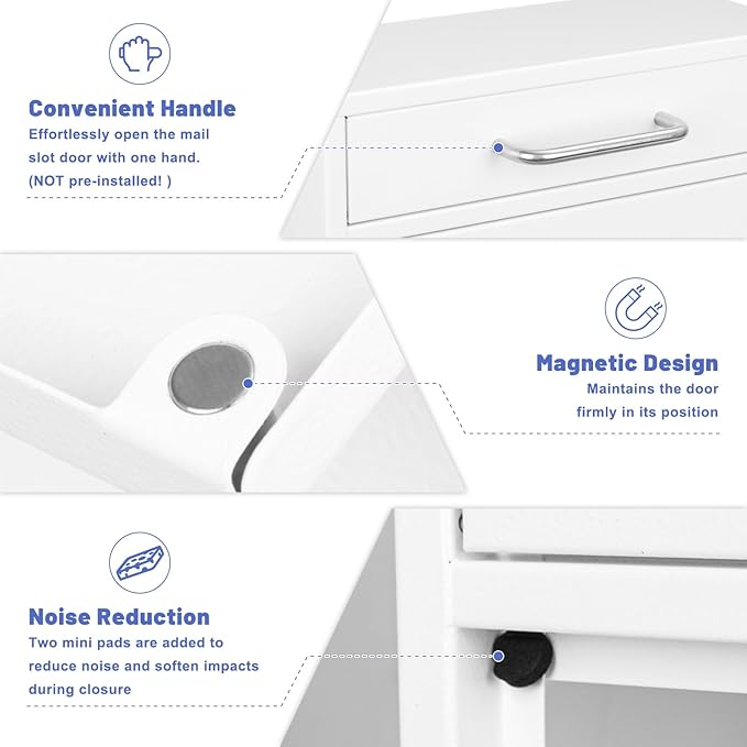 KYODOLED Locking Wall Mount Mailbox for Outside, Drop Box, X-Large, White | Heavy-Duty Steel, Outdoor Mail Box with Key Lock, Large Capacity, Home, Office & Apartment Use, 16.2H × 11.2L × 4.6W In