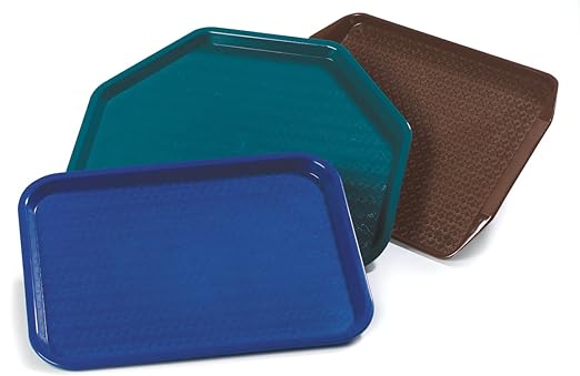 Carlisle FoodService Products Cafe Fast Food Cafeteria Tray with Patterned Surface for Cafeterias, Fast Food, And Dining Room, Plastic, 16.31 X 12.06 X 0.7 Inches, Blue, (Pack of 24)