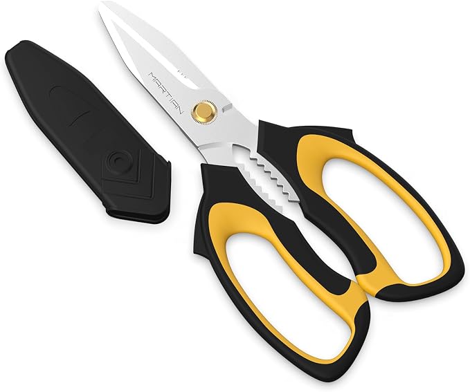 8” Ultra Sharp Kitchen Shears Heavy Duty - Stainless Steel Kitchen Shears for Food, Dishwasher Safte Kitchen Scissors for Meat Cutting, Ideal Gift for Father's Day | food scissors dishwasher safe, scissors all purpose, heavy duty scissors, metal shears...