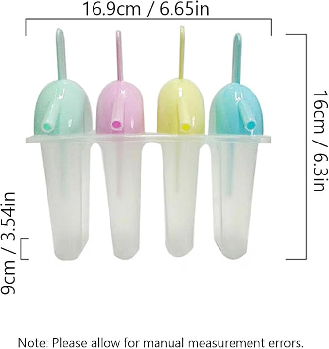 1 Set 4 Cavity Popsicles Molds with Straw Design, Reusable Homemade Ice Pop Mold, Easy Release Ice Cream Mold
