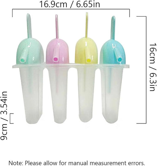 1 Set 4 Cavity Popsicles Molds with Straw Design, Reusable Homemade Ice Pop Mold, Easy Release Ice Cream Mold