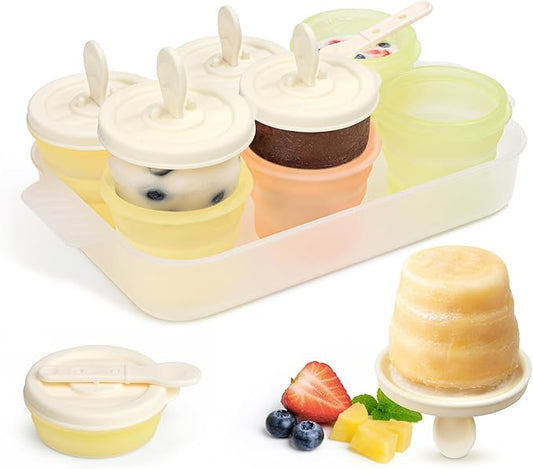 haakaa Silicone Popsicle Molds for Kids, Collapsible Ice Pop Molds with Drip-Free Lids, BPA-Free Freezer Pop Cups, Dishwasher Safe, 6 Pack