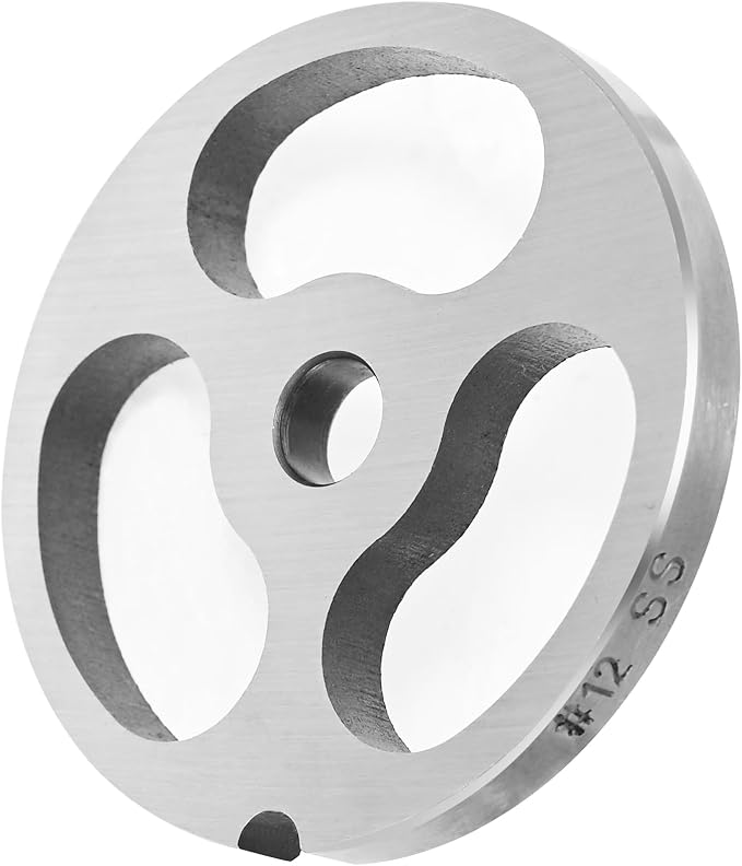 #12 Meat Grinder Plate, 3-Hole Sausage Stuffer & Coarse Grinding | #12 steel, rustproof & durable, 3-hole for fast sausage stuffing, Coarse grind for meat, Easy to clean & maintain.