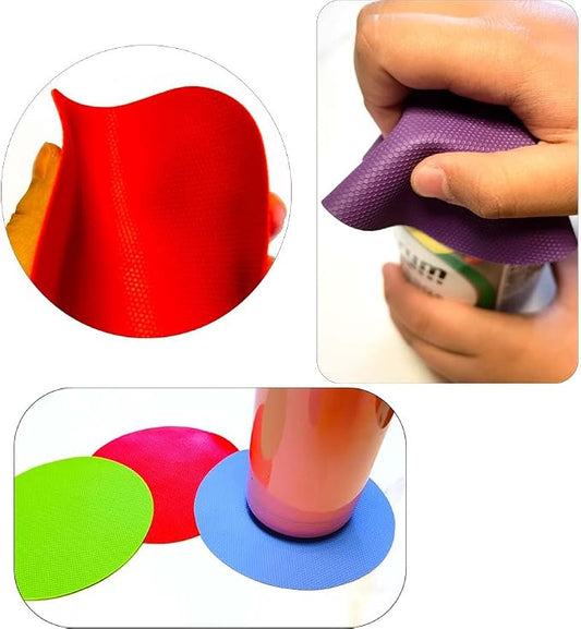 4pcs Rubber Jar Opener Bottle Gripper Non Slip Pad Multi-function Can Opener for Seniors with Arthritis Weak Hands (Circle Two)