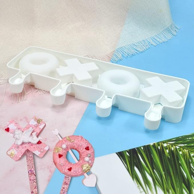 Eforcase Popsicle Molds, Silicone Ice Pop Cake Molds, 4 Cavities, Various Shapes & Colors, Easy to Remove, Reusable