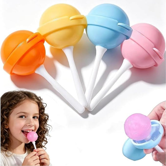 4PC Silicone Lollipop Ice Cream Maker, Reusable Homemade Popsicle Molds, Colorful DIY Lollipop Ice Cream Mold, Funny Silicone Popsicle Molds for Juice Yogurt Frozen Treats, Summer Party (Mix)