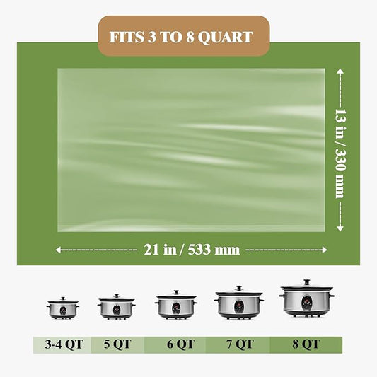Slow Cooker Liners, 60 Cooking Bags, Large Disposable Pot Liner Plastic Bags for 3QT to 8QT Slow Cookers, 13 in. x 21 in.