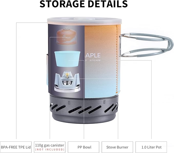 Fire-Maple Fixed Star 1 Backpacking and Camping Stove System, Multi 18oz | 30% Faster Boil with HX Base, Piezo Ignition, Compact & Durable, All-in-One Pot, Compatible with Most Canisters, Portable