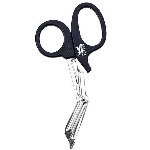 Medical Scissors, EMT and Trauma Shears - 7.5 Inch Premium Quality Stainless Steel Bandage Scissors - Fluoride-Coated with Non-Stick Blades - 1 Pack (Black/Stainless)