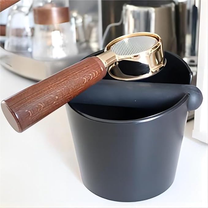HOMEE 4.8 Inch Espresso Coffee Knock Box with Silicone Anti-Slip Tamper Mat | Detachable Rubber Knock Rod,Non-Slip Base,Easy to Clean,Barista-Style Knock Box Fits for Home Kitchen and Small Coffee Bars