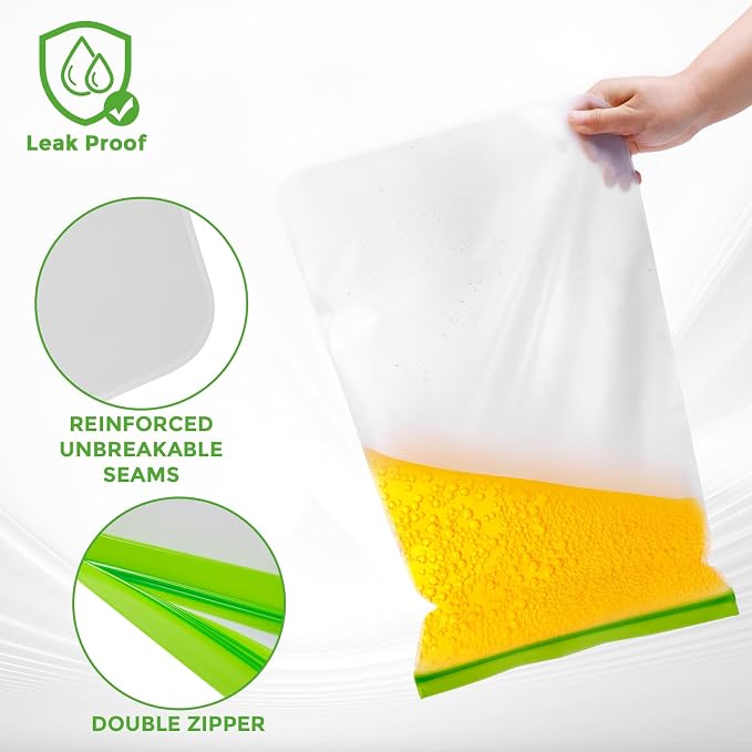 Lerine 3 Pack Bear Bags for Food Backpacking, Odor Proof Bags, 12x20 Inch | Reusable Double Track Zip Bags, Keep Food Fresh, Food-Grade, BPA-Free, for Camping, Hiking, Travel & Home Organization