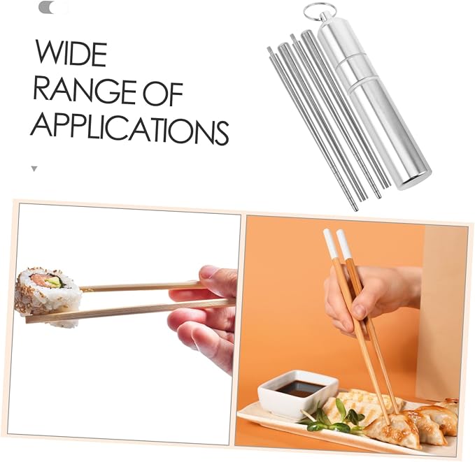SHOWERORO Foldable Chopsticks with Case 2 Pairs Stainless Steel Portable Utensils Reusable Metal Chopsticks Set for Travel Camping Hiking Business Trips Compact Storage Tube
