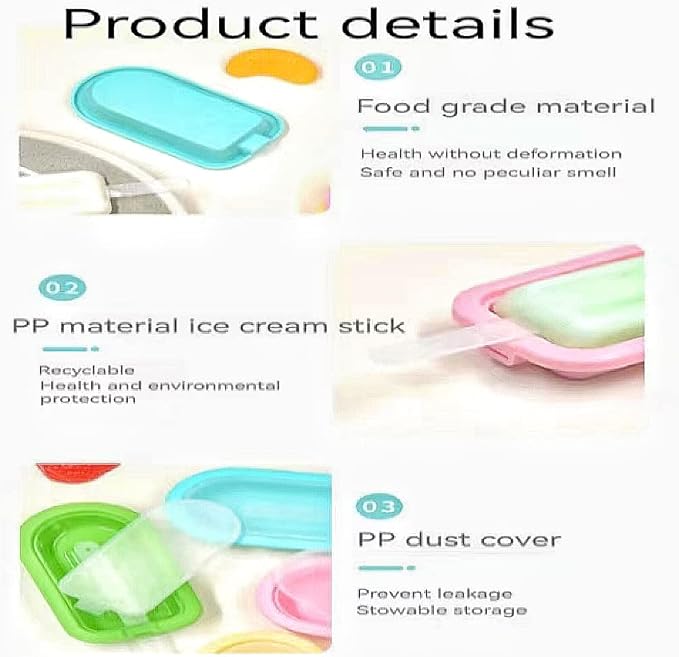 4 Pack Oval Popsicle Mold Set 4 Pieces Silicone Popsicle Maker Ice Cream Molds DIY Frozen Ice Pop Molds Kitchen Accessories Easy Release Breastmilk Reusable BPA Free for Summer Homemade Cakesicles