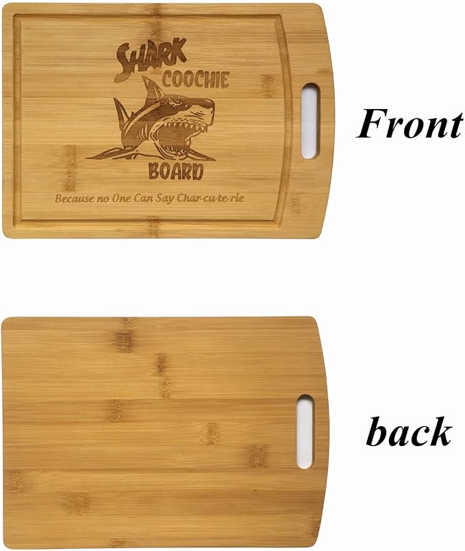 Shark Coochie Charcuterie Boards/Bamboo Cutting Board/With Juice Grooves/Laser Engraved Pattern/Charcuterie Board (13x9 in)