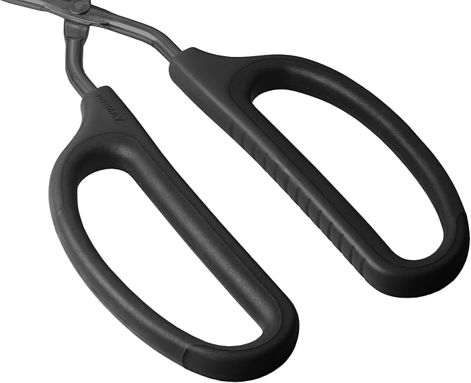 Stainless Steel Kitchen Tongs 10" and 12" Set, Comfortable Grip Scissor Tongs for Cooking, Grilling & Serving (Black)