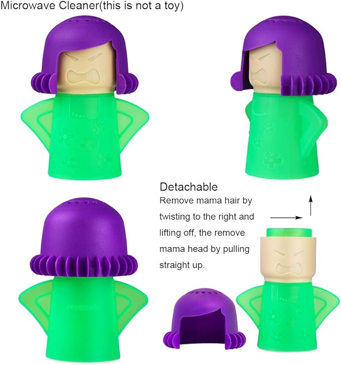 Angry Mama Microwave Oven Steam Cleaner, Angry Mom Microwave Cleaner, Just Add Vinegar and Water, Cut Cleaning Time by Half (Green)
