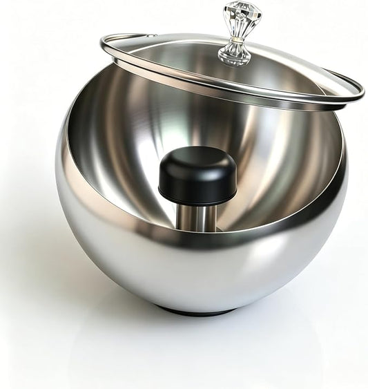 Upgraded Stainless Steel Espresso Knock Box Coffee Knock Box with Glass Lid and Magnetic Removable Knock Bar, Holds 20Double Espresso pucks & Coffee Grounds (Silver)