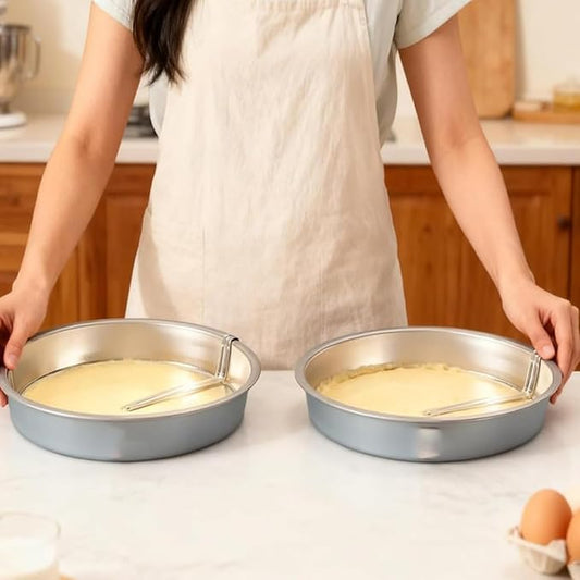 Easy Release Pans Round with Lever, 9.7" Quick Release Easy-Out Cake Pan Set,Baking Tools Pans Stainless Steel Round,Apple Pie Bake & Serve Sets, For All Kinds of Bases (3)