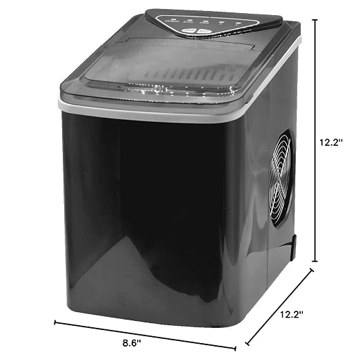 SPECILITE Ice Makers Countertop, Compact Counter Machine, Self Cleaning, 26L/24H, 9 Ice Cubes S/L Pellet in 6-8 Mins, Portable Icemaker with Pouch/Bag/Scoop/Basket for Home Kitchen Office Bar (Black)