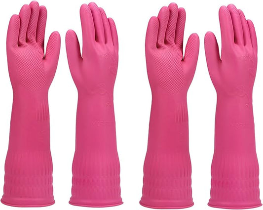 Dishwashing gloves 2 Pairs for kitchen,Rubber cleaning gloves,Long dish gloves reuseable.