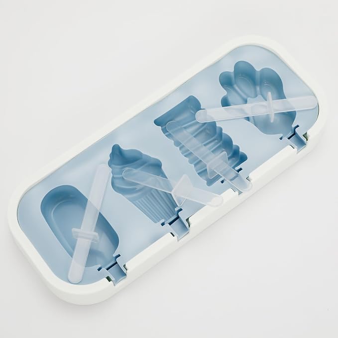 4 Pack Blue Bear Paw Silicone Popsicle Molds - Food Grade with Lids & Sticks, Ice Cream Molds for Kids Family, Homemade Frozen Treats Maker