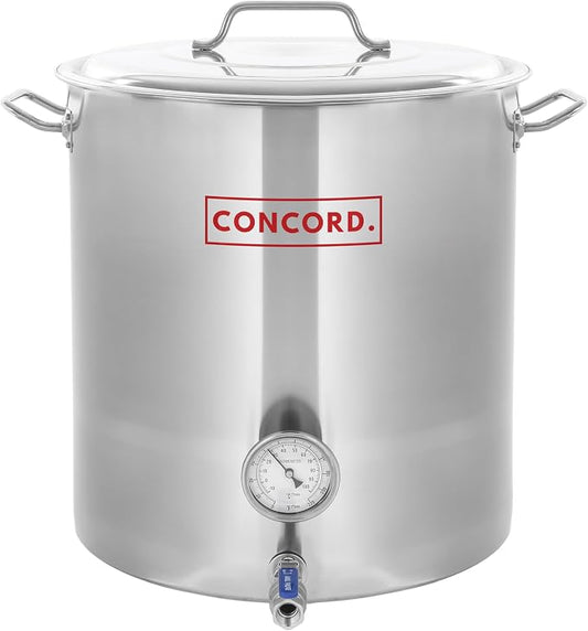 CONCORD Stainless Steel Home Brew Kettle Stock Pot (Weldless Fittings) (100 QT/ 25 Gal)