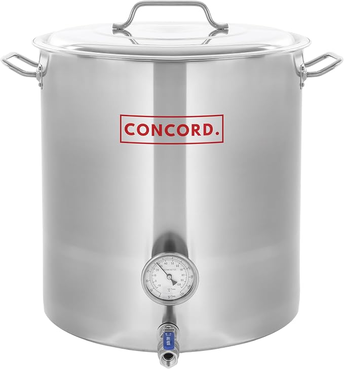 CONCORD Stainless Steel Home Brew Kettle Stock Pot (Weldless Fittings) (30 QT/ 7.5 Gal)