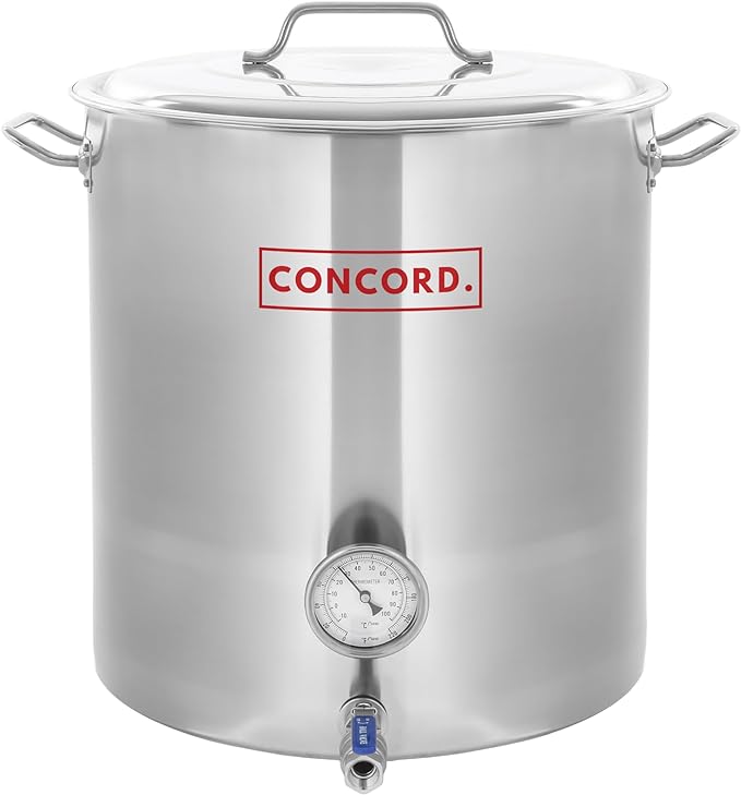 CONCORD Stainless Steel Home Brew Kettle Stock Pot (Weldless Fittings) (80 QT/ 20 Gal)