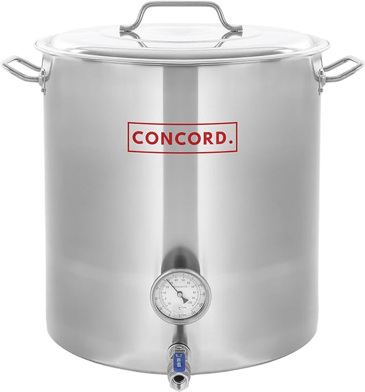 CONCORD Stainless Steel Home Brew Kettle Stock Pot (Weldless Fittings) (80 QT/ 20 Gal)
