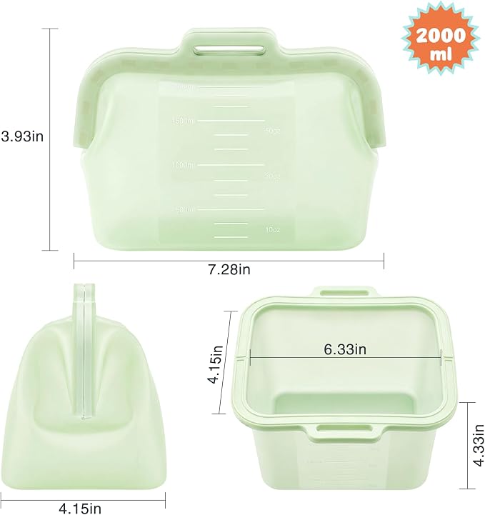 68oz Reusable Silicone Food Storage Bags with Magnetic Seal, Stand Up Freezer Bags for Meal Prep, Snacks, Sandwiches & Leftovers, Dishwasher Safe Reusable Food Storage Bag (Green-1)