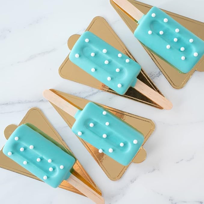 Pastry Tek 4 Cavities Popsicle Molds, 10 Cylinder Cakesicle Molds - Flexible, Freezable, White Silicone Cake Popsicle Molds, Easy Release, For Baking - Restaurantware