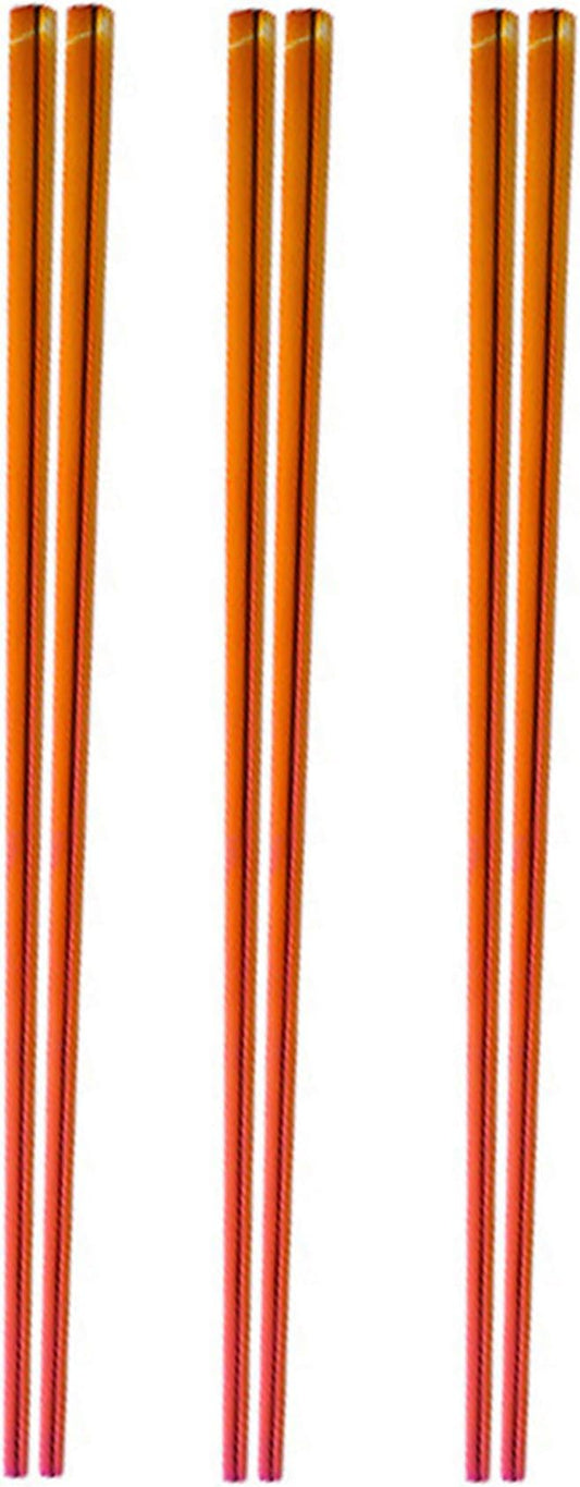 Stainless Steel Chopsticks,Reusable ,Dishwasher Safe , Easy to Use（3 PCS,Dazzling red）