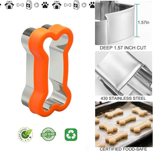 Dog Cookie Cutter Set, 9 Pieces - Bone, Paw Print, Puppy Shape Cookie Mold, Stainless Steel Dog Treats Biscuit Cutters with Plastic Cover, Assorted Sizes