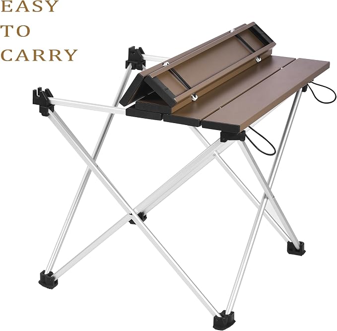 Grope Portable Camping Table,Aluminum Folding Beach Table (Coffee-S) | Portable & Easy to Carry, With Carry Bag for Camping, Prefect for Outdoor, Picnic, BBQ, Cooking, Festival, Beach, Home Use