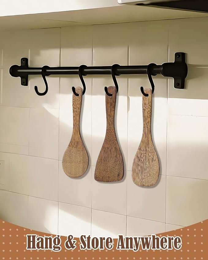 EORTA Set of 3 Wooden Rice Paddles, 8 Inch Rice Spoon Spatula & Scooper for Nonstick Cookware, Small Wooden Utensils for Kitchen Cooking, Slanted/Flat/Curved Food Spatula, 8.26 * 2.75inch