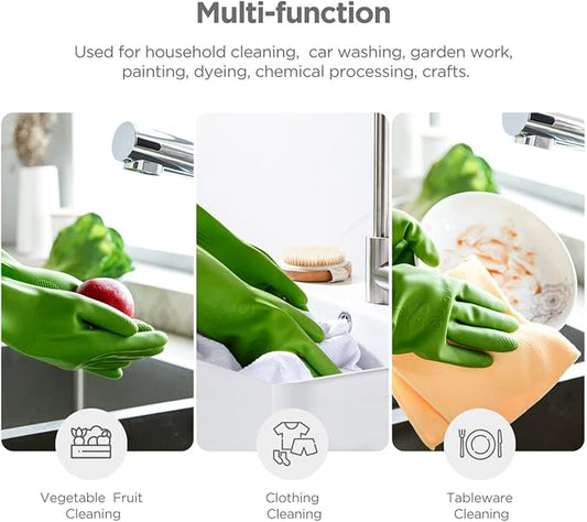Dishwashing gloves 2 Pairs for kitchen,Rubber cleaning gloves,Long dish gloves reuseable.