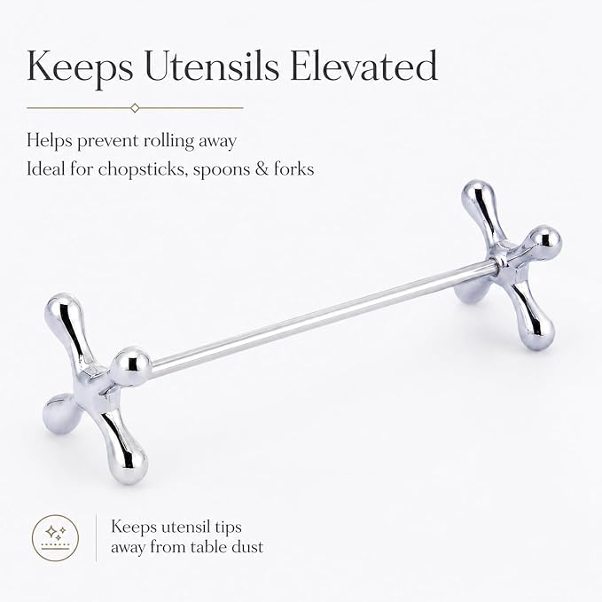 ChezMax Silver Zinc Alloy Flower Chopsticks Rest Spoons Stand Forks Knifes Holder Pack of 5