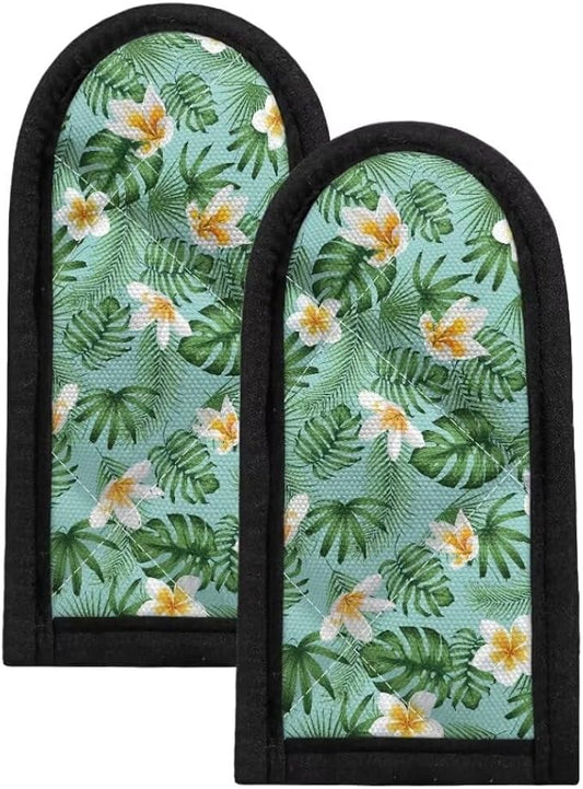 Coldinair Hawaii Floral Leaf Hot Handle Holder Pan Pot Cast Iron Skillet Handle Holder Potholder Cookware Handle Cast Iron Skillets Handles Grip Covers, Heat Resistant Sleeve