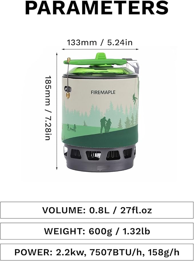 Fire-Maple Fixed Star 3 Backpacking and Camping Stove System, Green 21oz | 30% Faster Boil with HX Base, Piezo Ignition, Locking Handle, All-in-One, Portable, Compatible with Most Canisters