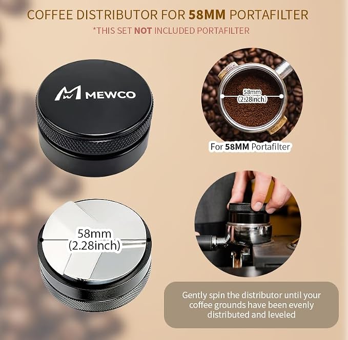 7 Pack Espresso Tamper Station&Coffee Distributor Tamper&Espresso WDT Stirrer&Coffee Tamping&Brush&Coffee Dosing Funnel&Espresso Puck Screen, Espresso Accessories for Bar Home Office (58 mm)