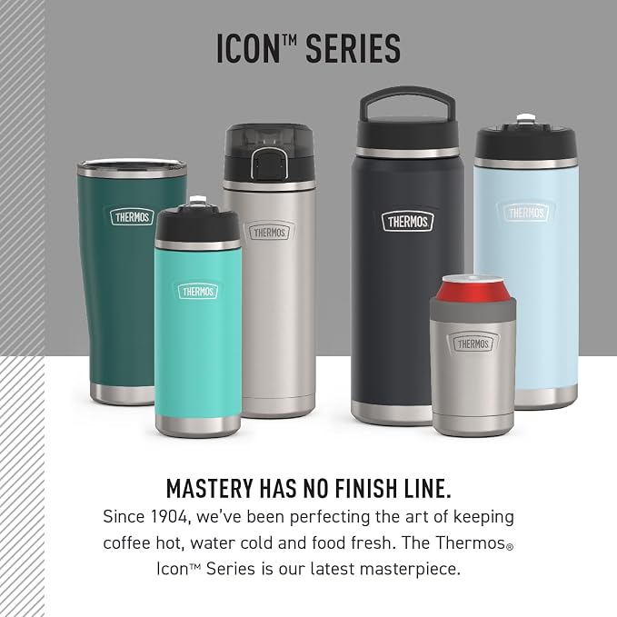 THERMOS ICON SERIES, Slim Beverage Can Insulator - 12 Ounce, Glacier - Vacuum Insulated Stainless Steel