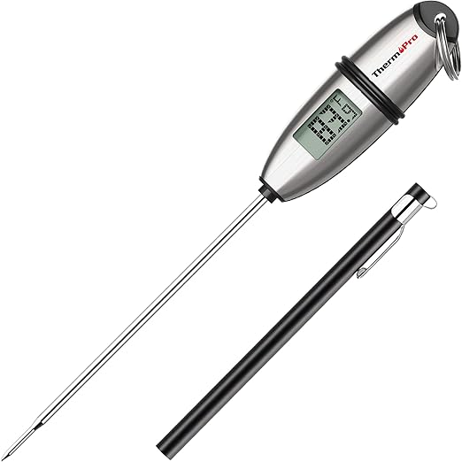 ThermoPro TP02S Digital Food Thermometer for Cooking Bread Baking Sourdough Liquids, Meat Thermometer Digital with Super Long Probe for Grill Kitchen BBQ Oil Milk Yogurt Candy Making Accessory