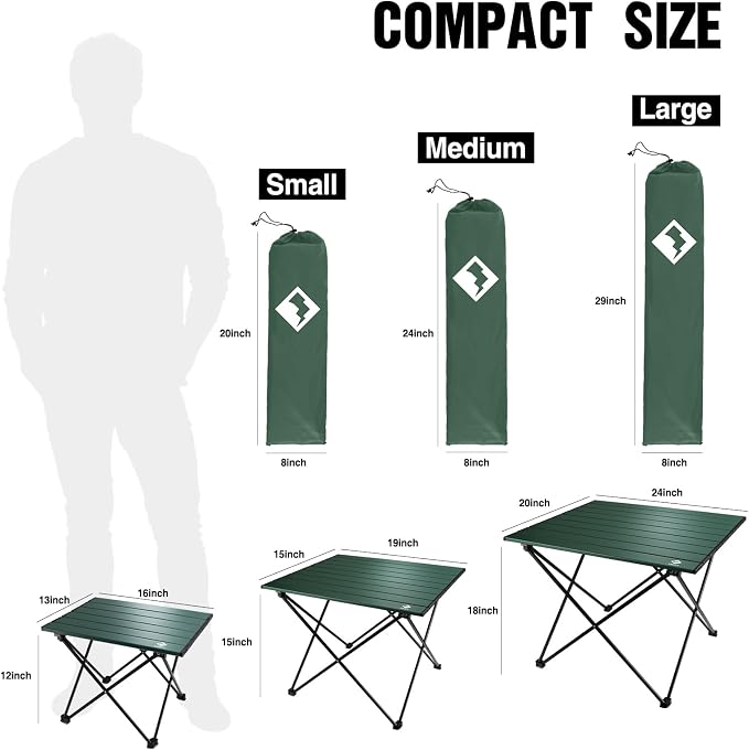 VILLEY Portable Camping Side Table, Ultralight Aluminum Folding Beach Table | Lightweight & Portable, Aluminum Folding Table with Carry Bag for Camping, Outdoor Cooking, Beach, Picnic, Boat & Travel